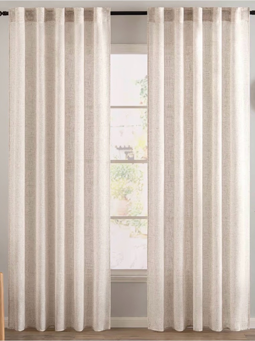 MIULEE Natural White Linen Curtains 52x84 Inch Long for Bedroom Living Room
